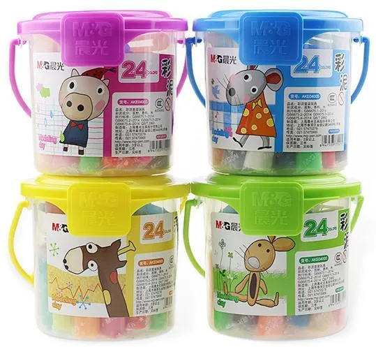 M&G Super Ultra Light Clay Modeling Clay 24 Colors PP Drum Package for Kids Educational Intelligent