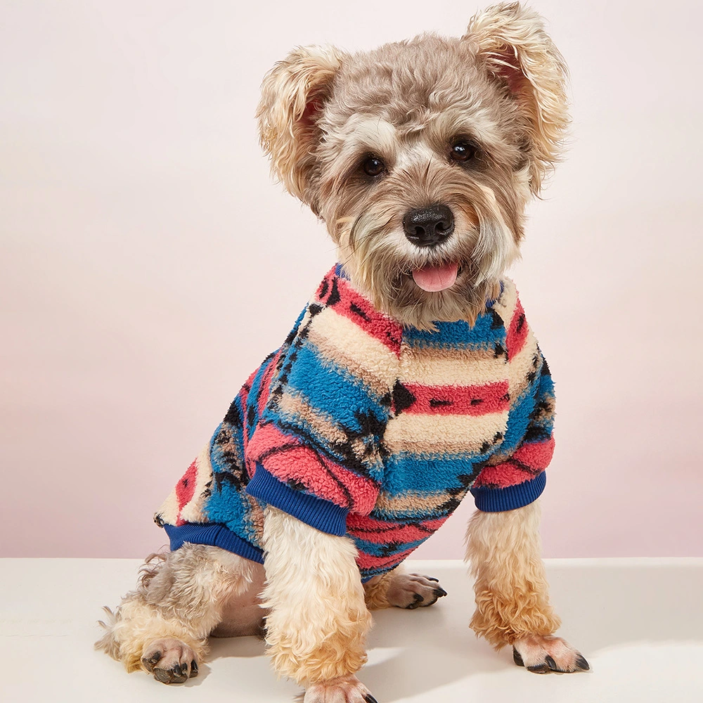 Dog Clothes Autumn Winter Dog Sweater Coat Style Cat Clothes Cute Striped Plush Hoodie Pet Costume Pet Clothes
