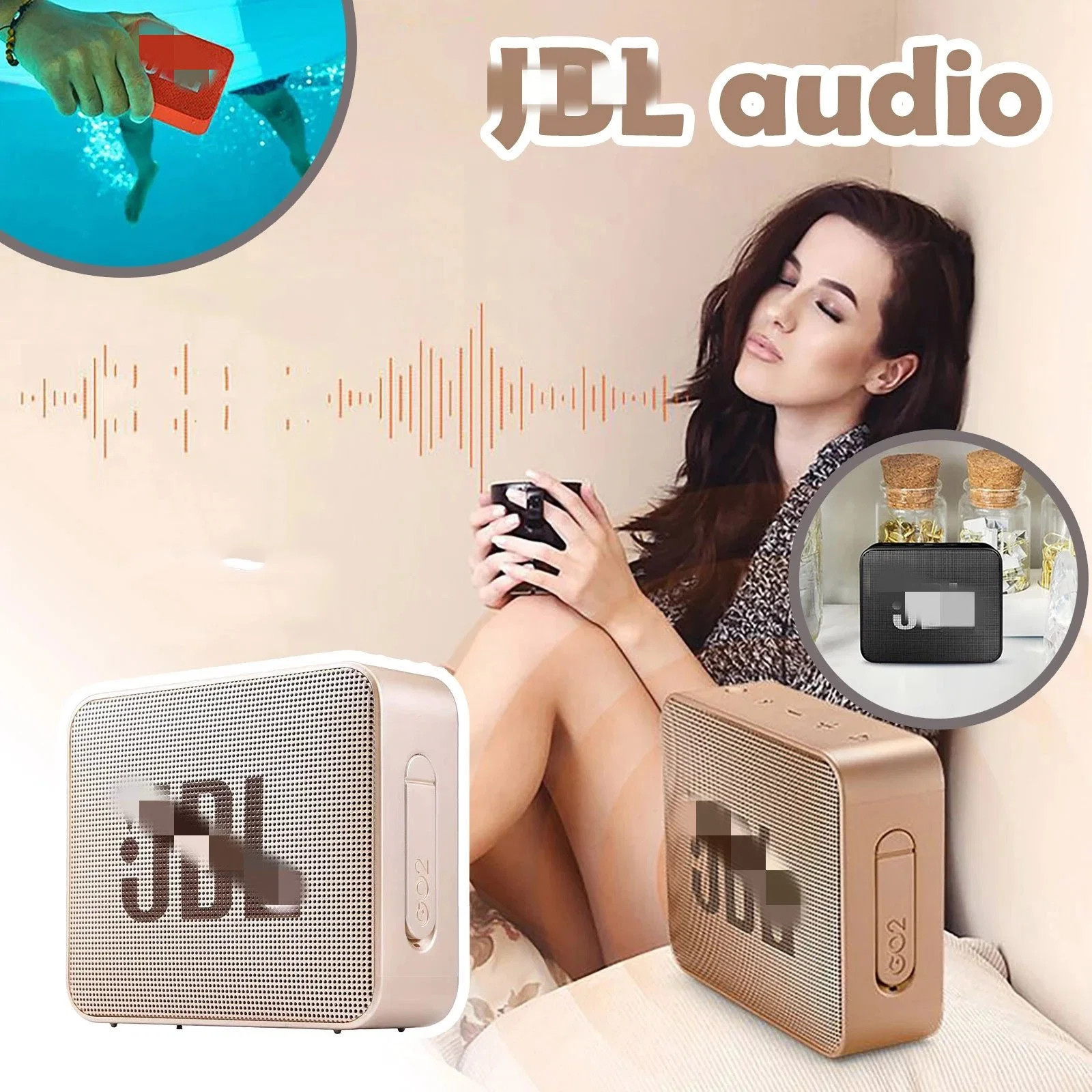 Mini GO2 Waterproof Music Player estéreo inalámbrico portátil con bluetooth Altavoz activo