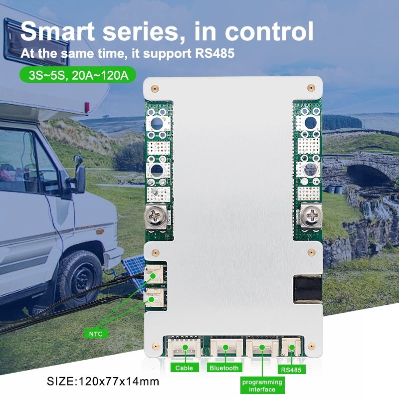 Tdt Battery Management System BMS 3.2V LiFePO4 4s 12V 30A Lithium Battery Protection Board LFP Cell Balance Integrated Circuits Smart Bluetooth RS485 BMS