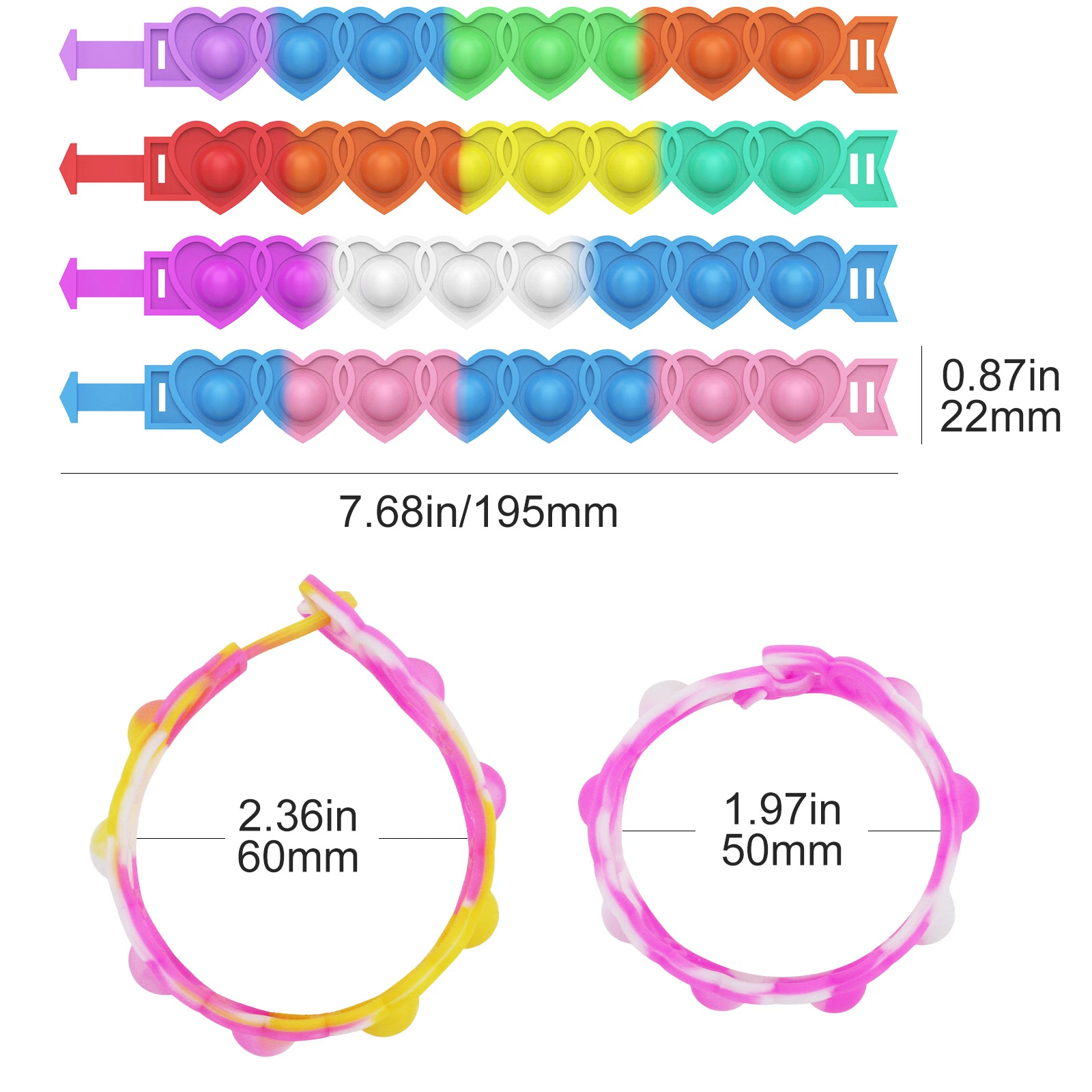 Wholesale/Supplier Colorful Silicone Fidget Toys Wristband Bubble Stress Reliever Sensory Toys Pop Bracelet