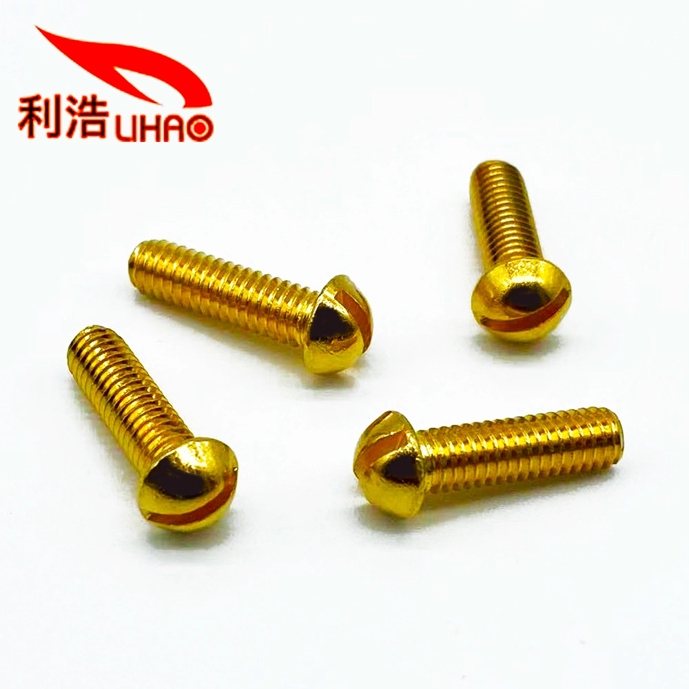 Pure Copper Brass with Gold-Plating Slotted Cross Phillips Pan Head Screw