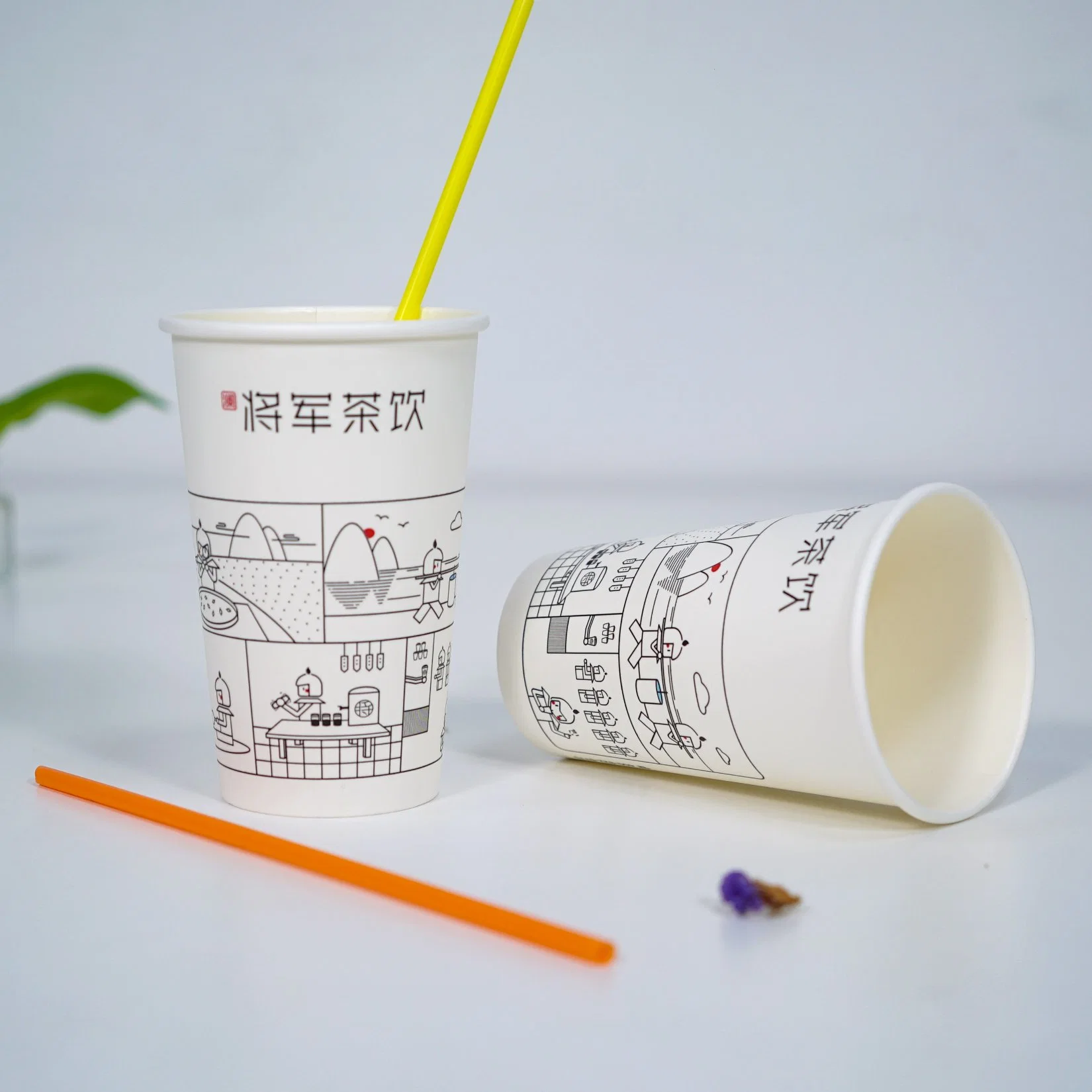 Custom Logo Eco Friendly 8oz 12oz 16oz 20oz Disposable Insulation Milk Tea Coffee Takeaway Double Wall Paper Cups for Hot Drinks