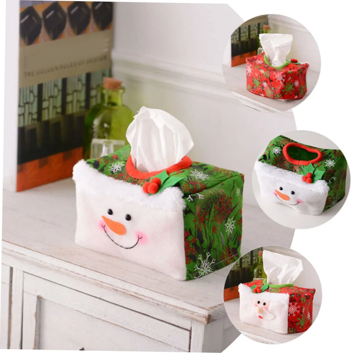 Promotion New Design Christmas Decorative Ornaments Snowman Desktop Tissue Box