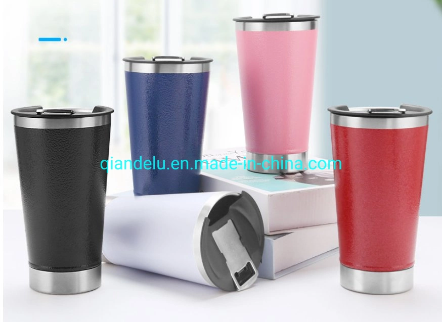 Gobelet à bière isotherme avec pinte, tasse à bière en acier inoxydable de 16 oz, gobelet à bière avec ouvre-bouteille intégré