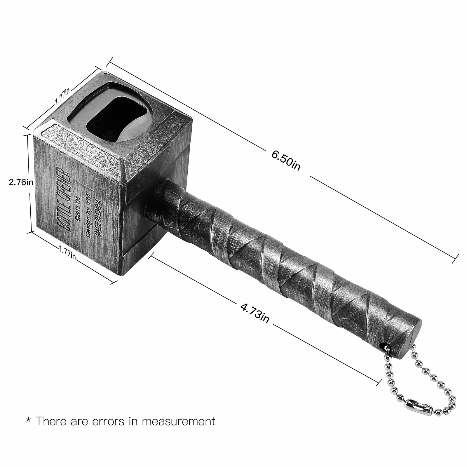 Fabrik Custom Werbegeschenke Silber Multifunktions Thor Hammer Geformtes Bier Flaschenöffner mit langem Griff