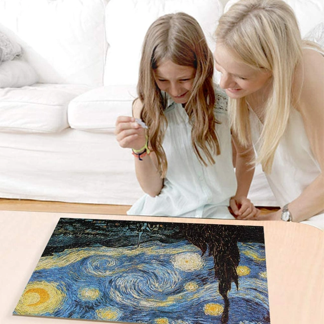 Starry Sky Famous Painting Beautiful Art Block OEM Design 1000 Pieces Jigsaw Sublimation Puzzle Toys Promotion Gift