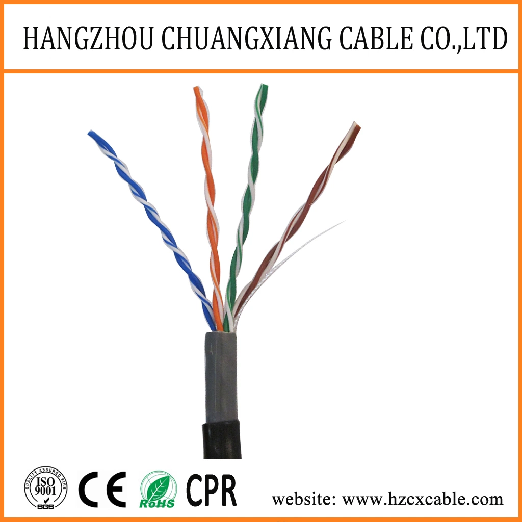 Outdoor LSZH Blue Jacket 155MHz 4pr 24AWG 100% Copper CCA UPT UTP Cat5e Ethernet LAN Cable with CE RoHS