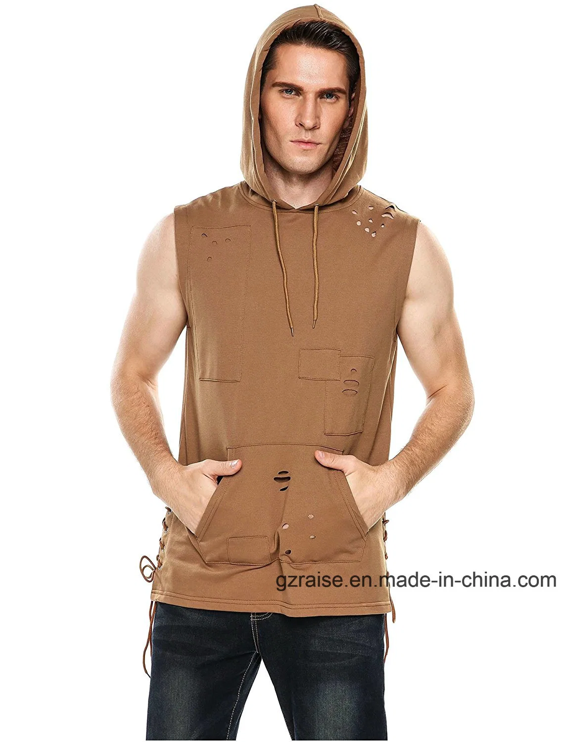 OEM New Design Men's Sleeveless Fashion Hooded Casual Tank Top