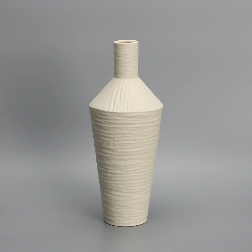 V065 Modern Minimalist Handmade Clay Vase Decor Decoration Porcelain Geometric Art Vase Ceramic Beige Irregular Matte Vase