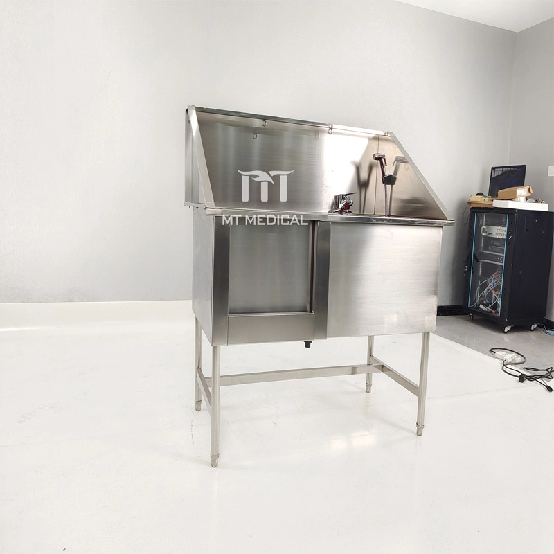 Cleaning Mt-Medical Wooden Case 304 Stainless Steel Pet Clinic Products Animal Bath