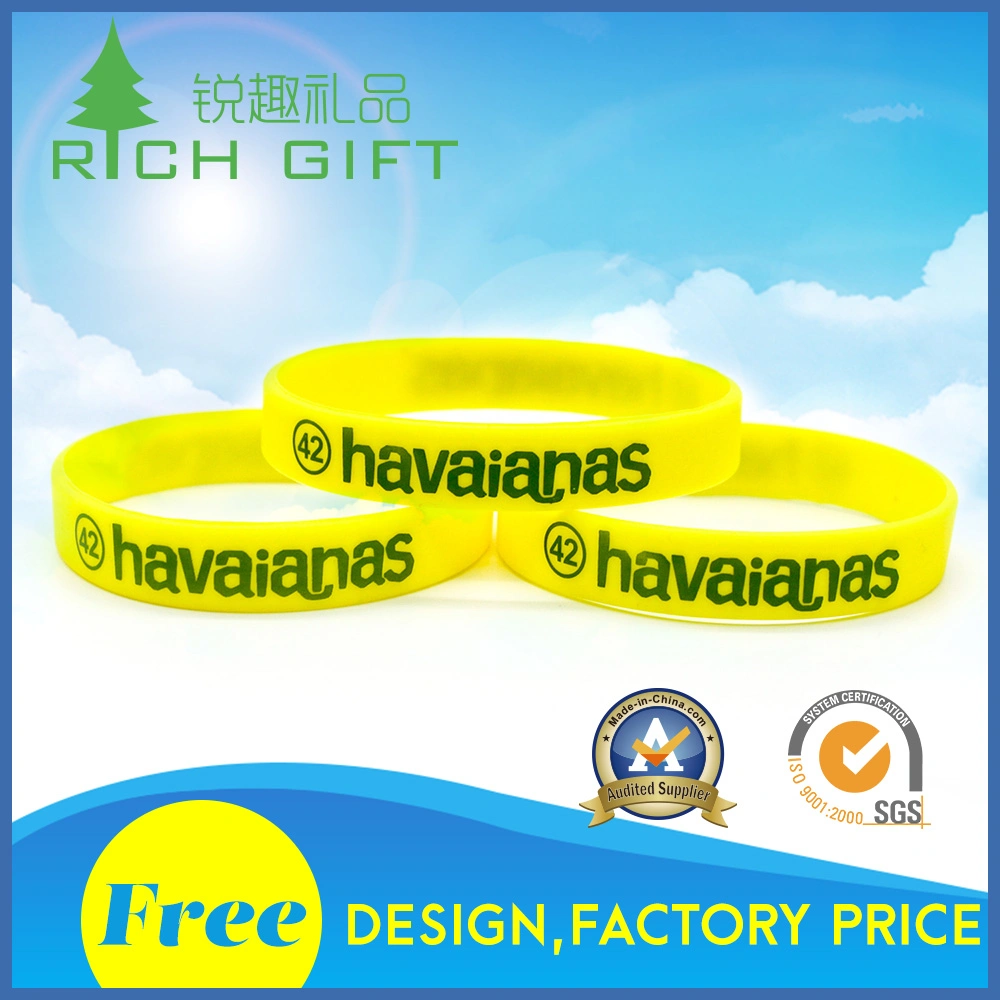 High quality/High cost performance  Custom Debossed Silicone Wristbands with Color Infilled Logo