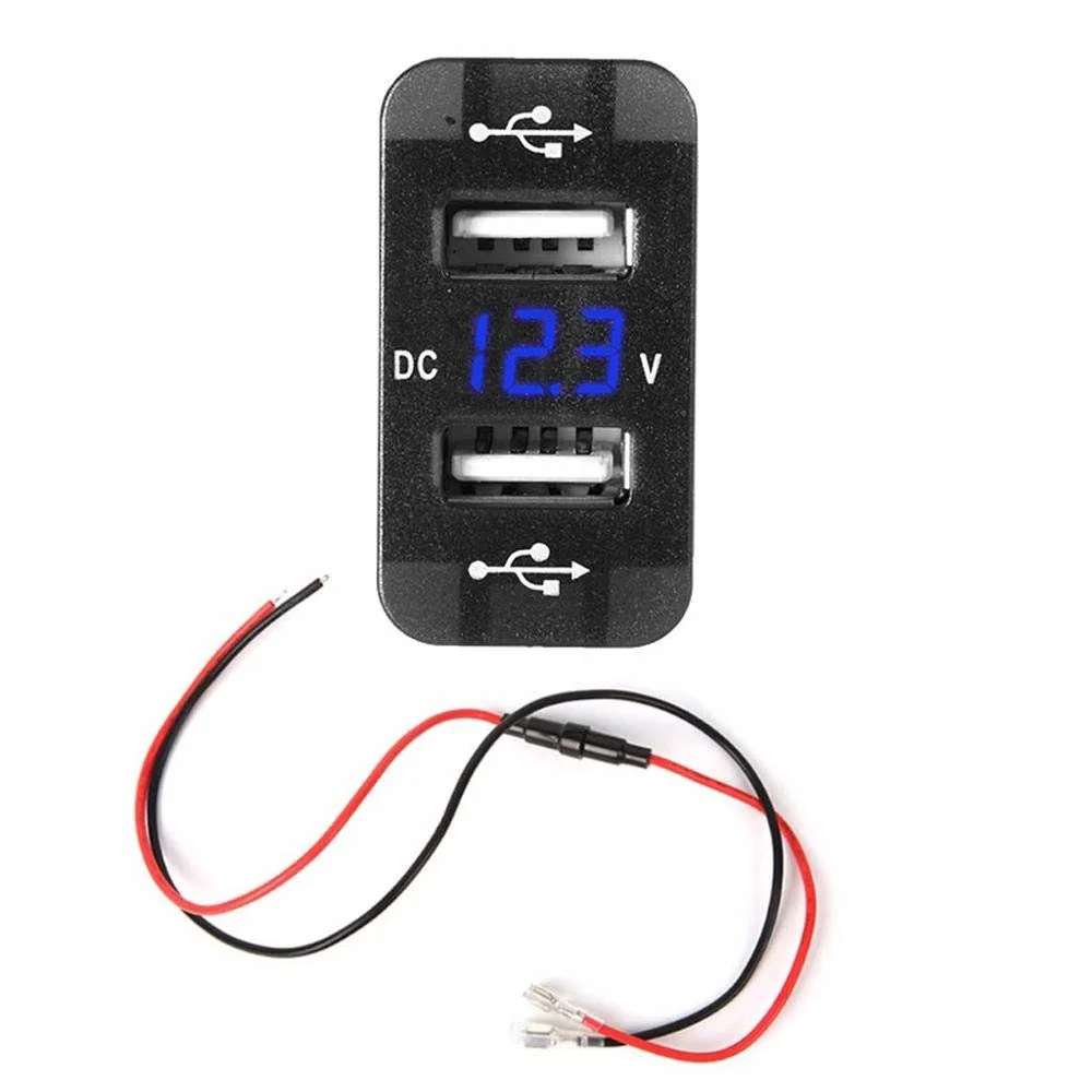 40 X 20mm 12V Dual USB Car Charger LED Voltmeter Power Adapter for Suzuki Toyota