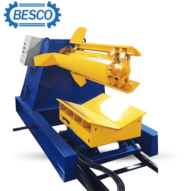 Besco Automatische Stahlplatte Blech Decoiler Metall Material Begradigung und Nivellierung Abwickler und Schneiden Glätteisen Maschine Stahl-Entkoiler