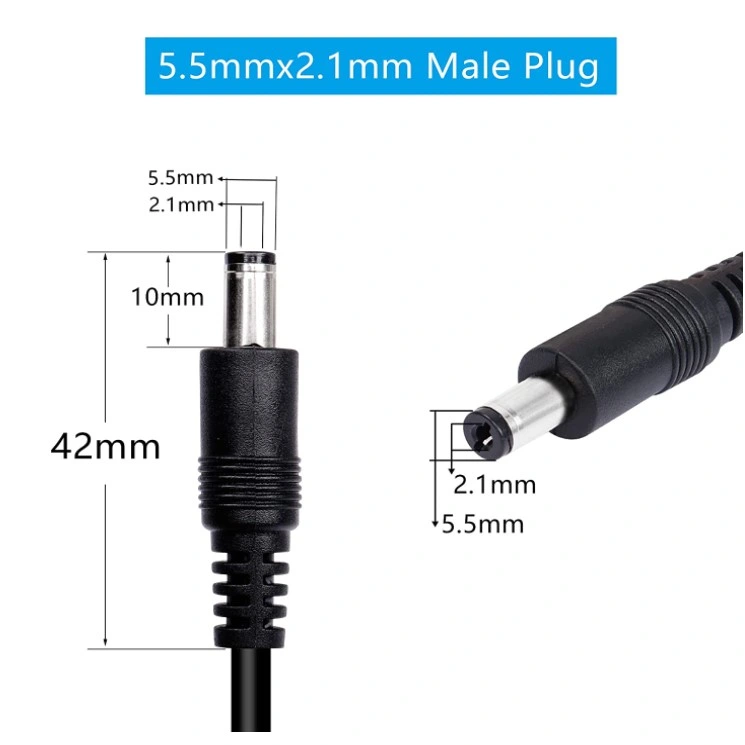 Câble d'alimentation avec connecteur mâle à balle Xt60 vers connecteur mâle DC 5,5 mm X 2,5 mm.