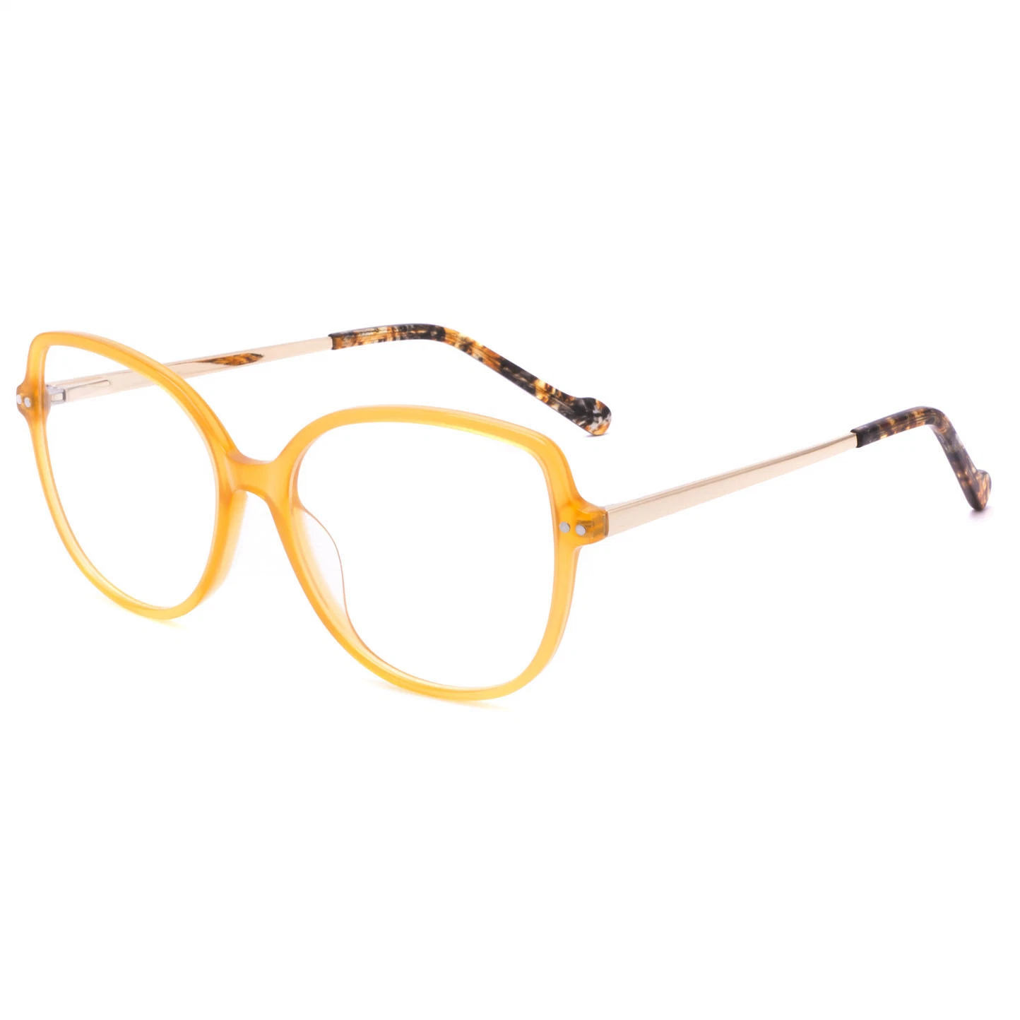 Newest Model Lightness Acetate Glasses Foe Women Girls Tranparent Rim Metal Temple Fashion Retro Optical Frames