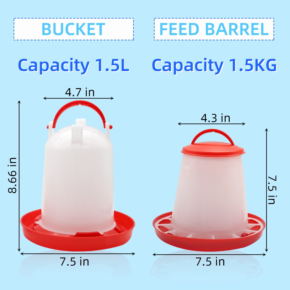 1.5L Seau d'alimentation en plastique pour volaille, mangeoire pour animaux, abreuvoir, équipement agricole.