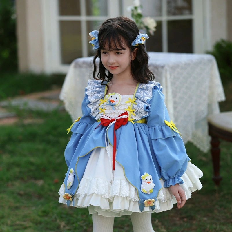 Autumn Cartoon Girl's Cute Lolita Skirt Baby Wear Sweet Long Sleeve Kids Princess Dress