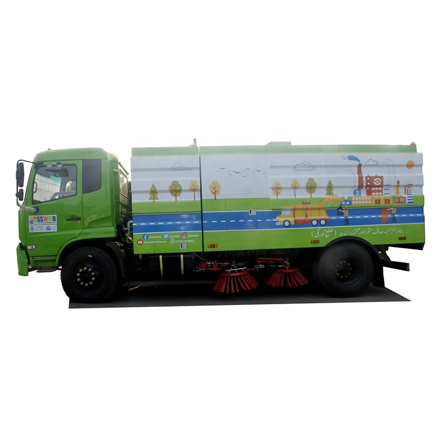 High Efficiency Clw 12 M3 Vacuum Road Sweeper Truck with Four Brushes and a Vacuum Suction for Road Sweeping