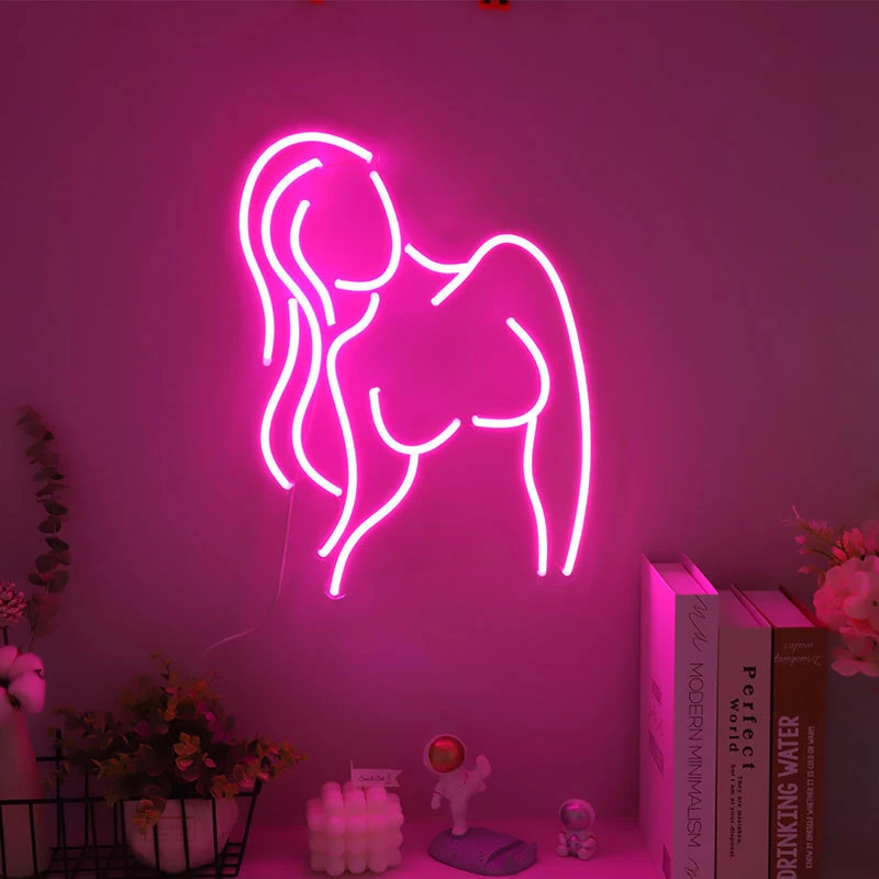 Hot Lady Neon Signs, Girls Room Decor Dimmable Neon Lights, Portable Sexy Women Back LED Signs Gifts for Bar Party Home Bedroom Wall