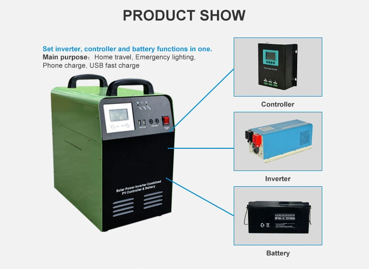 1000W Hybrid Inverter Pure Sine Wave with MPPT Controller for off-Grid Home Solar Power System