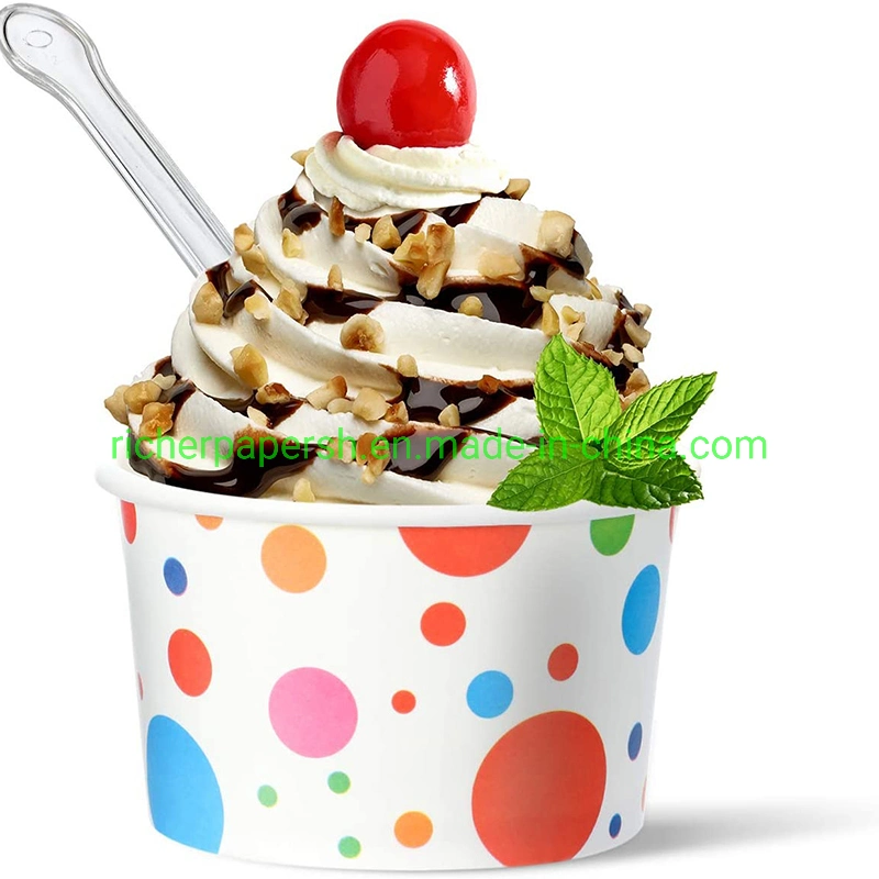 Disposable Custom Logo Printed Ice Cream Frozen Yogurt Paper Bowl