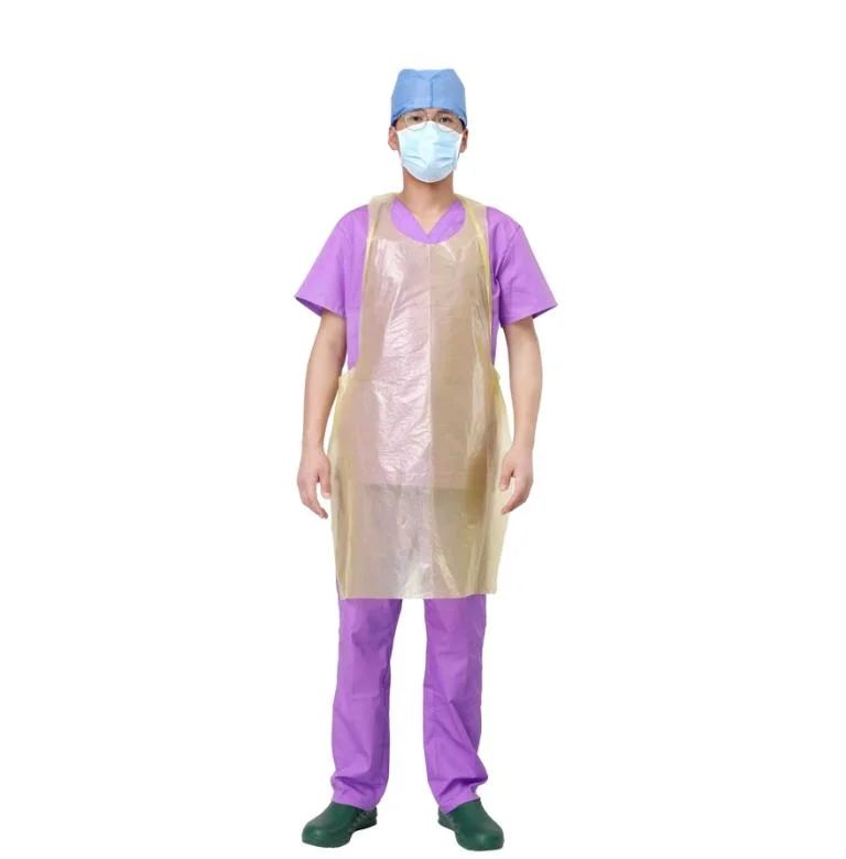 Hospital Disposable Plastic Waterproof CPE Gown/Apron for Vistor/Doctor/Nurse/Patient Gown OEM