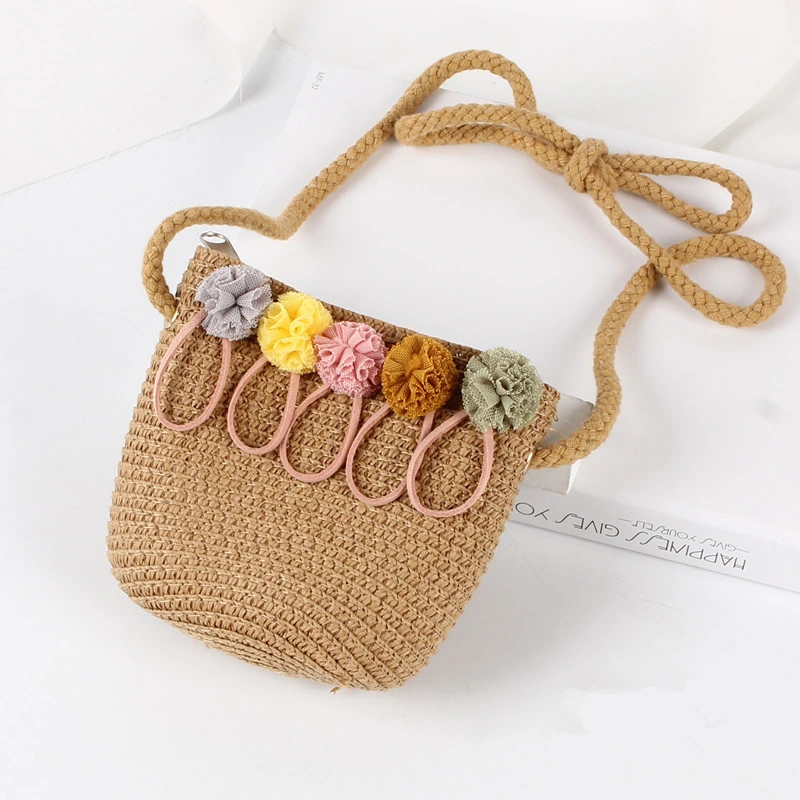 La mujer Mini bolso de paja de la playa de verano para niños de Rattan Bolso de Hombro Crossbody asa superior en el bolso hecho a mano Bolso Bolso de embrague