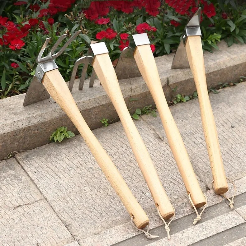 Cultivator Hoe - The Hand Held Hoe and Cultivator Tiller for Loosening Soil Weeding and Digging Wooden Handle Hoe