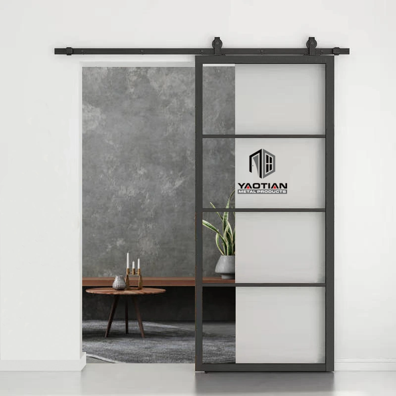 Modern Heavy Duty Residential Black Fluted Glass Interior Door