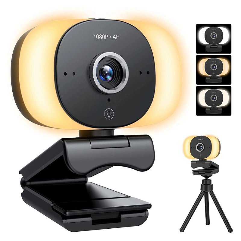 1080P Ringlight Streaming Webcam 2MP 60fps Web Camera with Privacy Cover