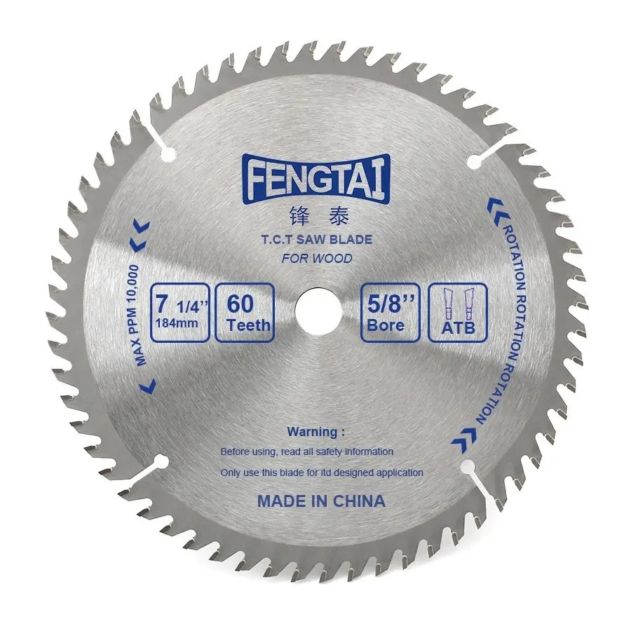 7 1/4 pouces 60 dents Lame de scie circulaire en carbure pour bois dur et tendre Lame de scie 5/8 pouces Arbor