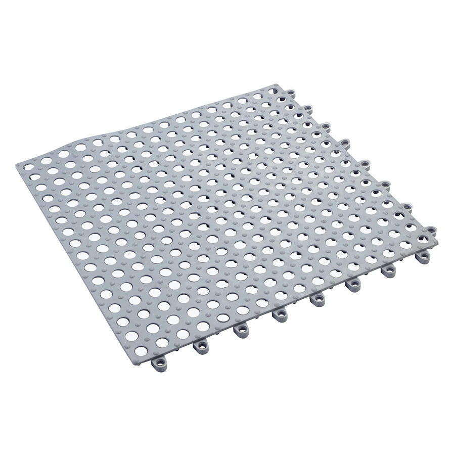 Interlocking Soft PVC Floor Tiles, No-Slip Pool Shower Bathroom Kitchen Mat with Drain Hole 11.75'' X 11.75'' Decking Tiles Outdoor and Indoor