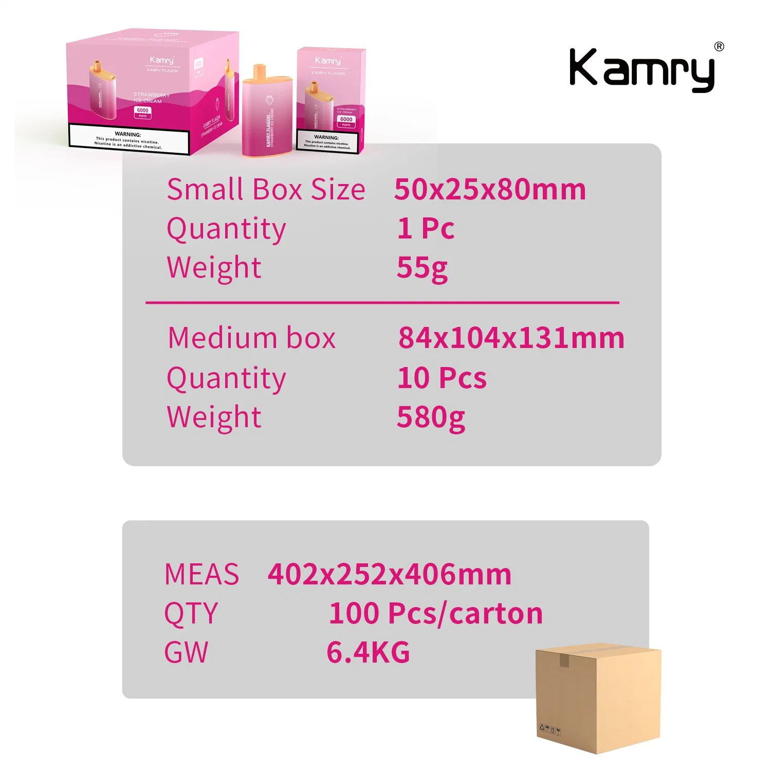 Kamry Flagon Electronic Cigarette Factory 2023 New Product Electronic Cigarette 6000puff E Cigarette Rechargeable Battery Vape