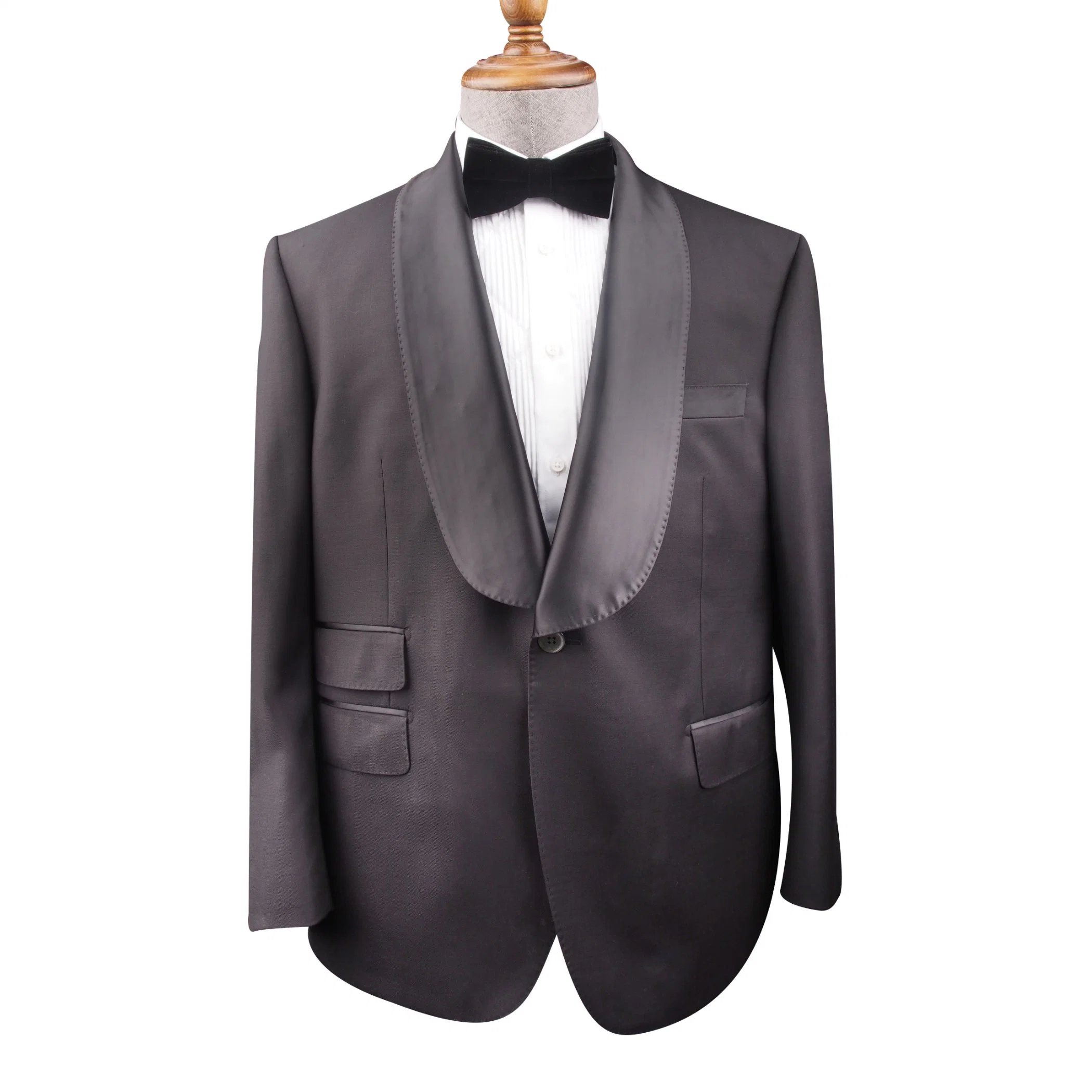 Tailor Made100%Wool 2 Pieces Set Black Slim Fit Business Suits