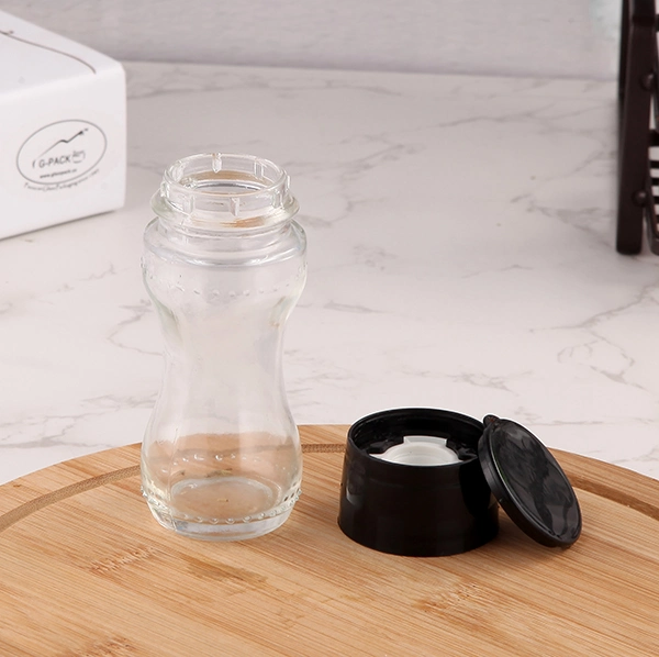 Kitchen High quality/High cost performance  80ml Glass Salt and Pepper Spice Grinder Bottle with Grinder Cap