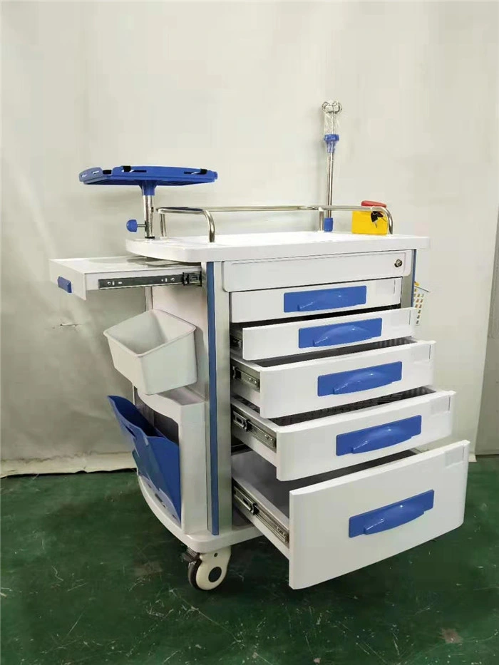 High quality/High cost performance  Cheap Mobile ABS Drugs Hospital Medical Crash Cart Plastic Emergency Medicine Trolley for Clinic Hospital Health Central