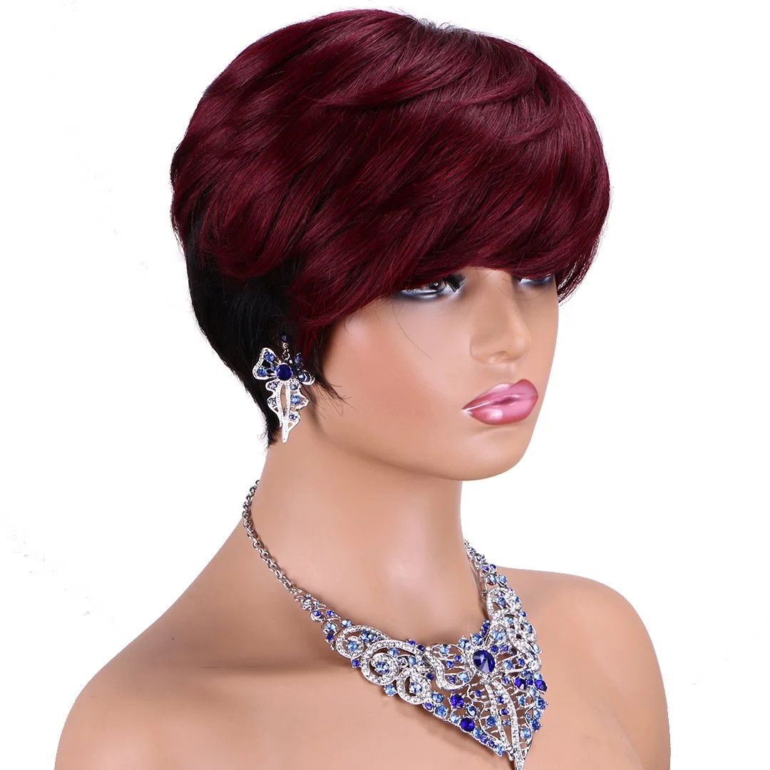 Short Straight Human Hair Wigs Natural Color Brazilian Remy Hair