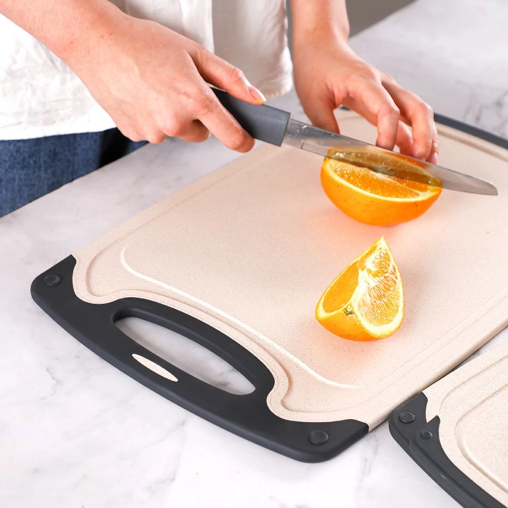 BPA Free Wheat Straw Chopping Board Three Size Anti Slip Plastic Chopping Block Food Grade Kitchen Cutting Board with Handle