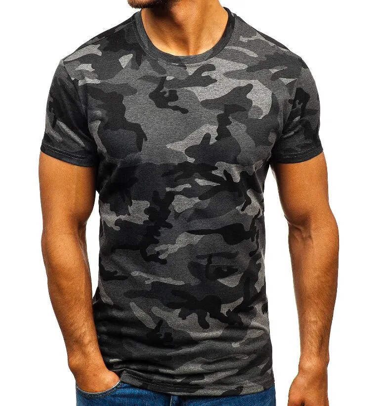 Nouveau design de mode Casual Men's Camo col rond T-shirt en coton de camouflage militaire armée lutte contre la T shirt respirable