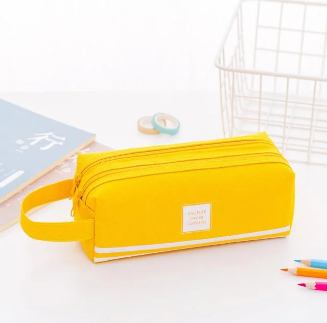 Big Capacity Double Zipper Layers Pen Pouch Stationery Pencil Bag