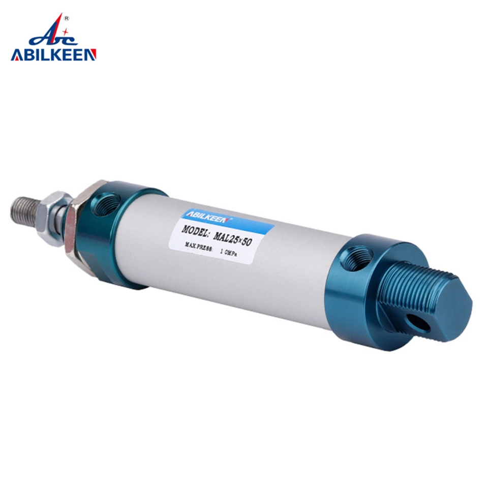 Aluminum Mal Series Slim Round Double Rod Adjustable Piston Mini Pneumatic Mini Cylinder for 0.1-0.9MPa