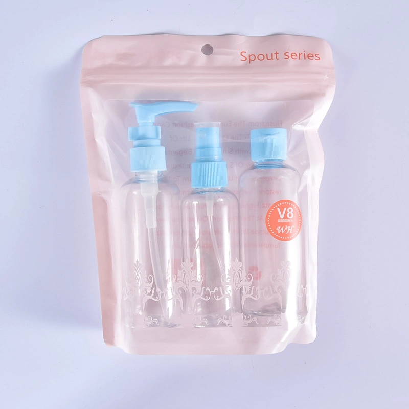 Customized Color 3PCS 100ml Plastic Travel Set Kit with Lotion Pump Spray Bottle Set