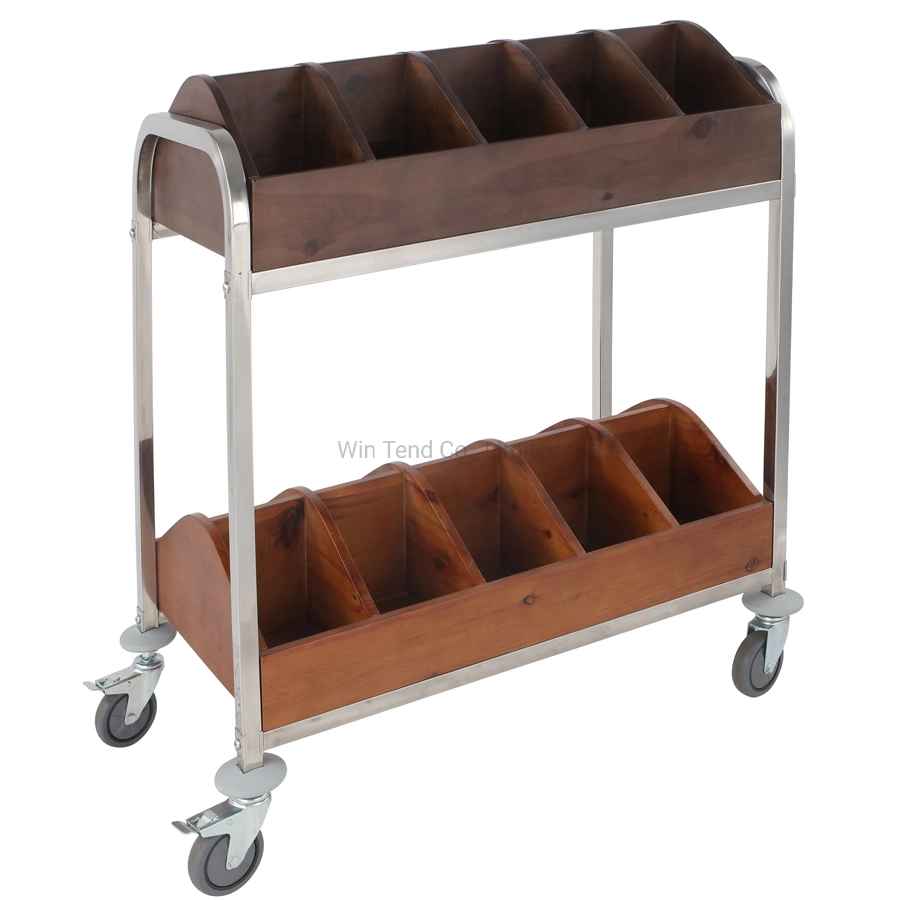 Separated Style Wooden Wine Storage Rack Cart with 2-Tiers