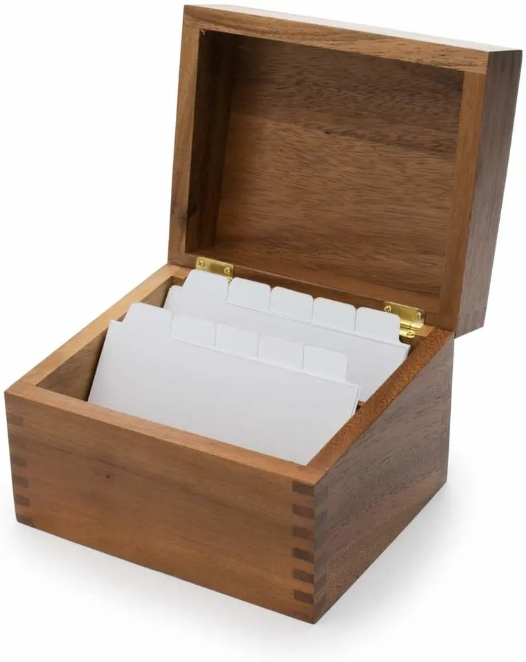 Customization Wood/Wooden Recipe Box with 2 Compartments for Letters/Cards/Photos Storage