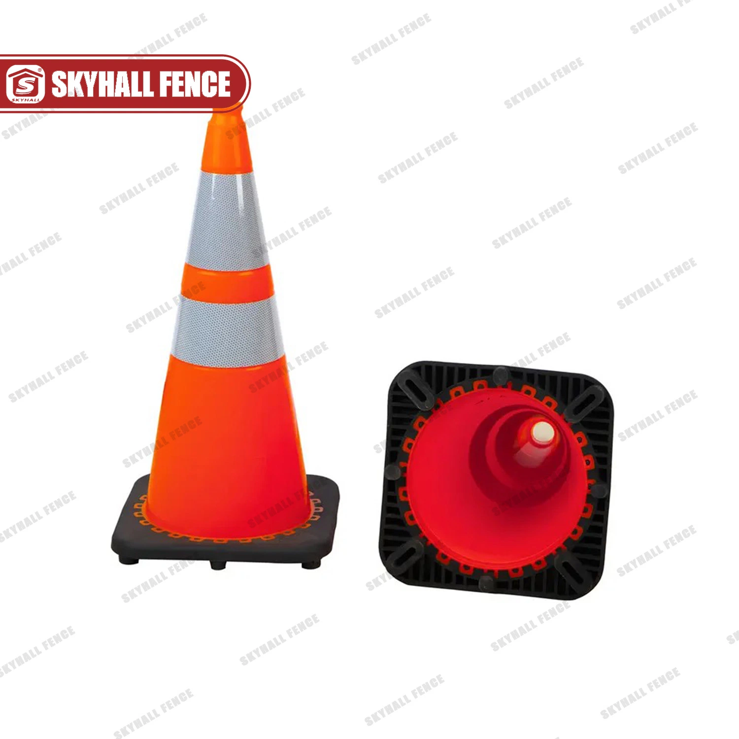 Locais de construção dos cones de trânsito em plástico vermelho/laranja com cuidado Cones