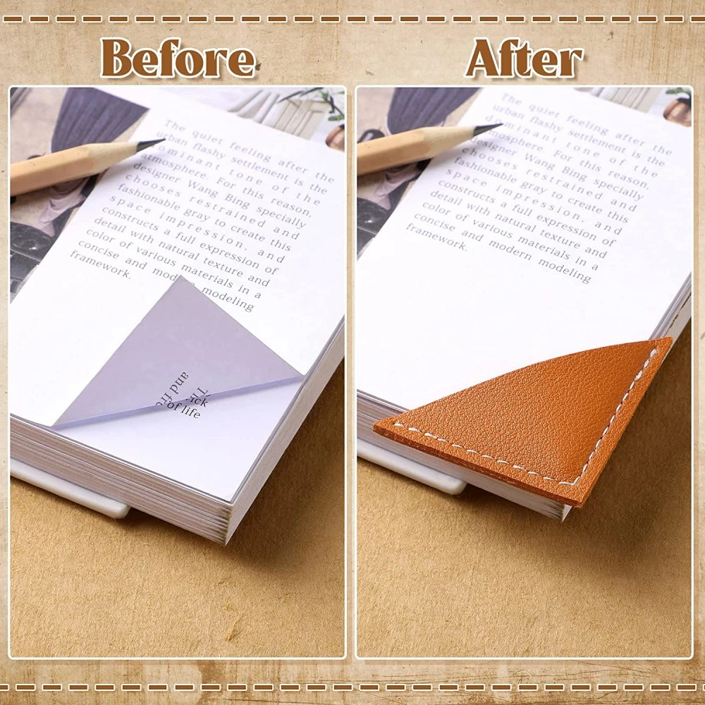 Handmade PU Reading Bookmarks Page Markers Book Marks Leather Corner Bookmark