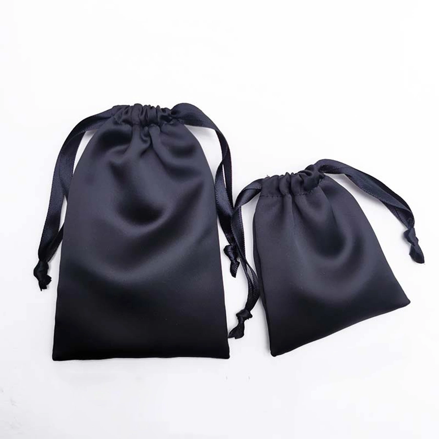 Black Satin Gift Bag Drawstring Pouch Bags Wedding Favors Bridal Shower Candy Jewelry Bags