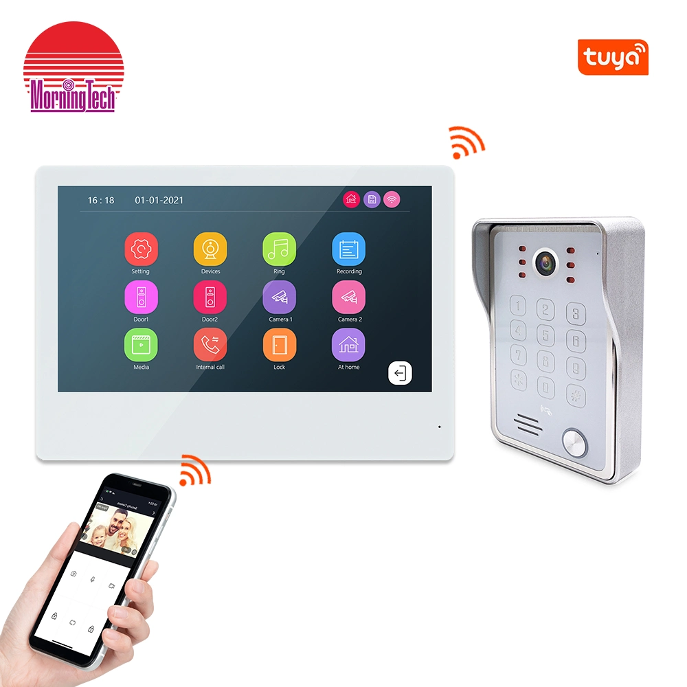 4 Wire Ahd1080p Tuya Video Doorphone with WiFi Module for Villa with RFID Card Password Access with Numeric Keypad