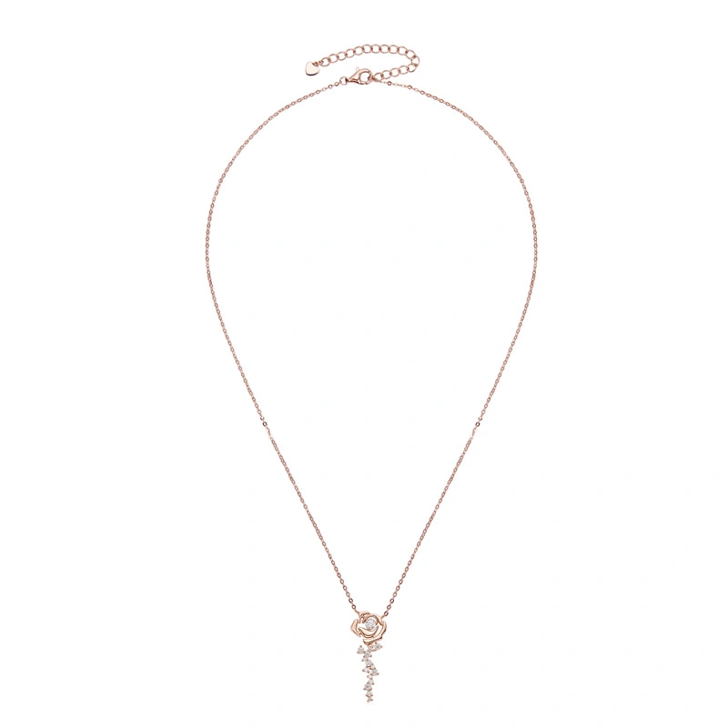 2023 New Trendy Fashion Jewelry Ins Style Rose Gold Necklace Moissanite Diamond 925 Sterling Silver Pendant Necklace Clavicle Chain Wholesale/Supplier